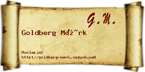 Goldberg Márk névjegykártya